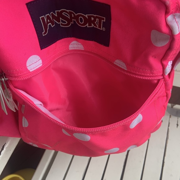 Jansport Big Student Backpack | Pink & White Polka Dots - Picture 9 of 16